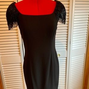 A.J. Bari vintage LBD w beaded shoulder detail